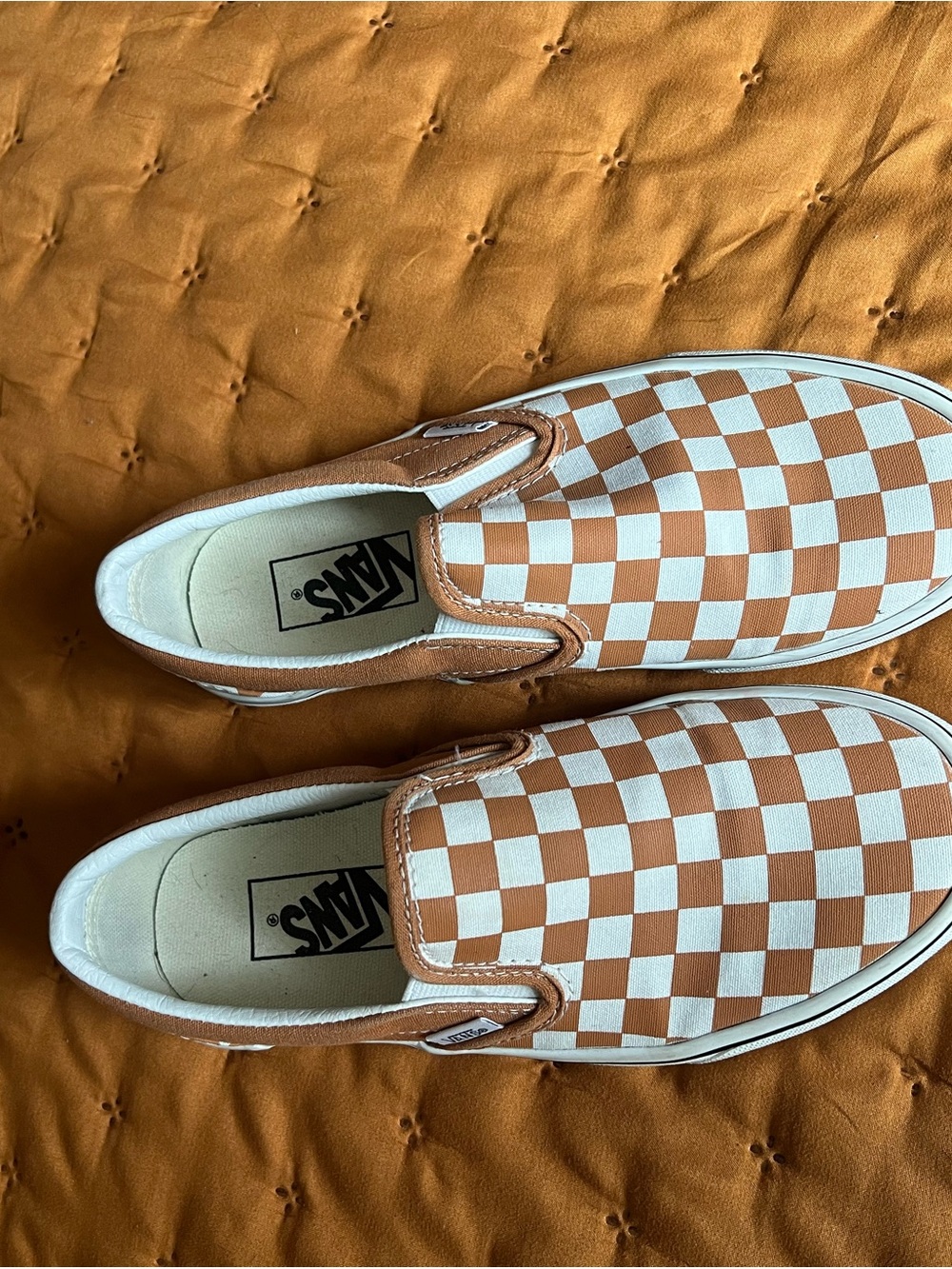 Vans Checkerboard Slip-On Sneakers - Tan/White